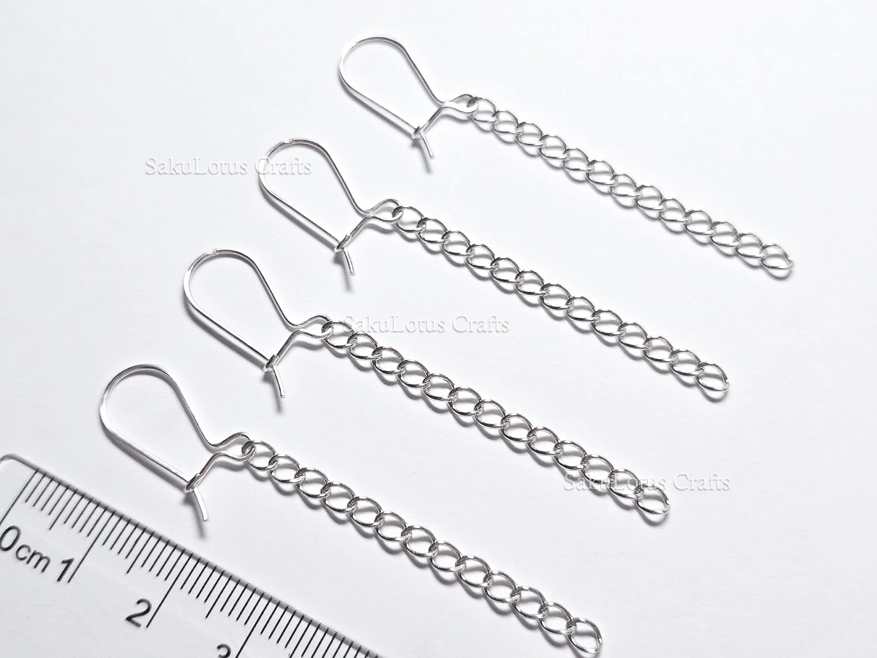 Solid 925 Sterling Silver Long Chain Drop Earrings • 6cm Fish Hook Dangle • Minimal Earrings or DIY Jewelry Base