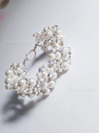 Handmade Swarovski Pearl & Crystal Cluster Bracelet – 925 Sterling Silver Vintage Style