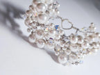 Handmade Swarovski Pearl & Crystal Cluster Bracelet – 925 Sterling Silver Vintage Style