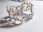 Handmade Swarovski Pearl & Crystal Cluster Bracelet – 925 Sterling Silver Vintage Style