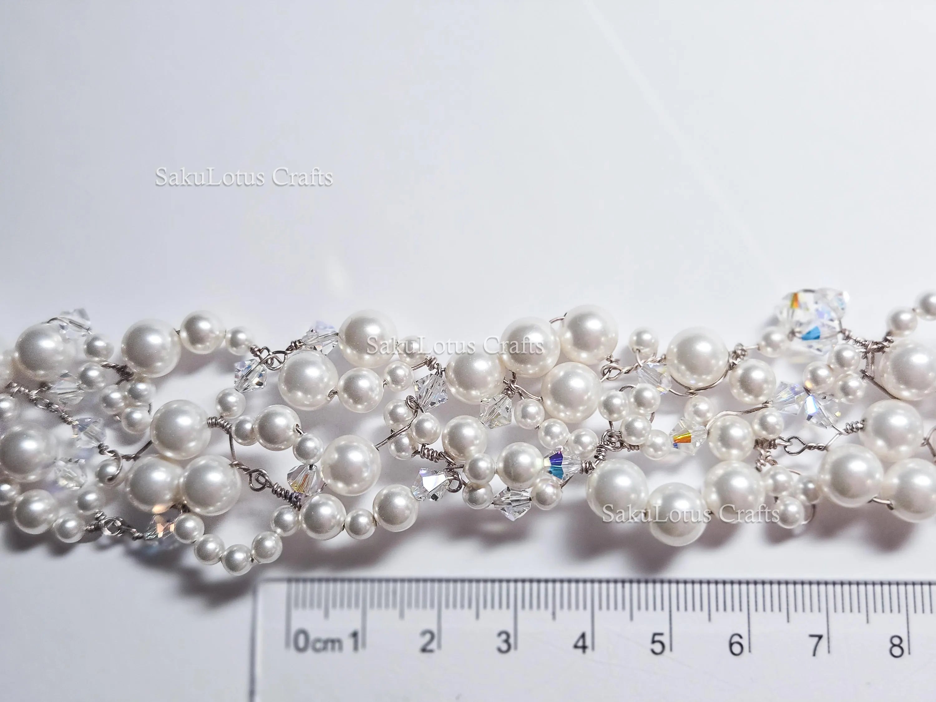 Handmade Swarovski Pearl & Crystal Cluster Bracelet – 925 Sterling Silver Vintage Style
