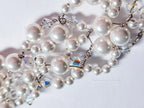 Handmade Swarovski Pearl & Crystal Cluster Bracelet – 925 Sterling Silver Vintage Style