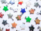 RESTOCK Natural Stone Crystal Star Pendant • 20mm Gemstone Charm • Silver Gold Rose Gold Stainless Steel • Jewelry Making Supplies