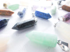 RESTOCK Natural Crystal Point Pendant • 22mm Gemstone Charm • Silver Stainless Steel Bail • Jewelry Making Supplies