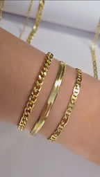 3 Bracelet Set • Choose Your Style • 14K Gold Plated Stainless Steel • Paperclip Figaro Herringbone Curb • Adjustable Bracelet Set • Jewelry Gift