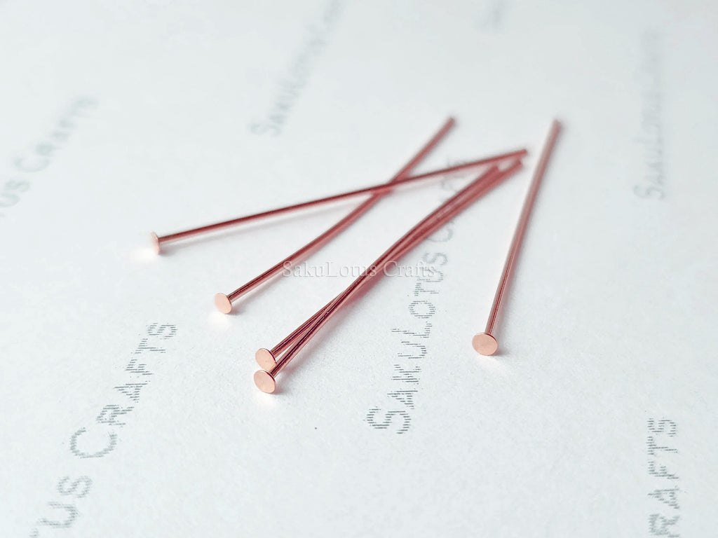 29mm Rose Gold Plated 925 Sterling Silver Flat T Head Pins • 21ga • Jewelry Making Supplies