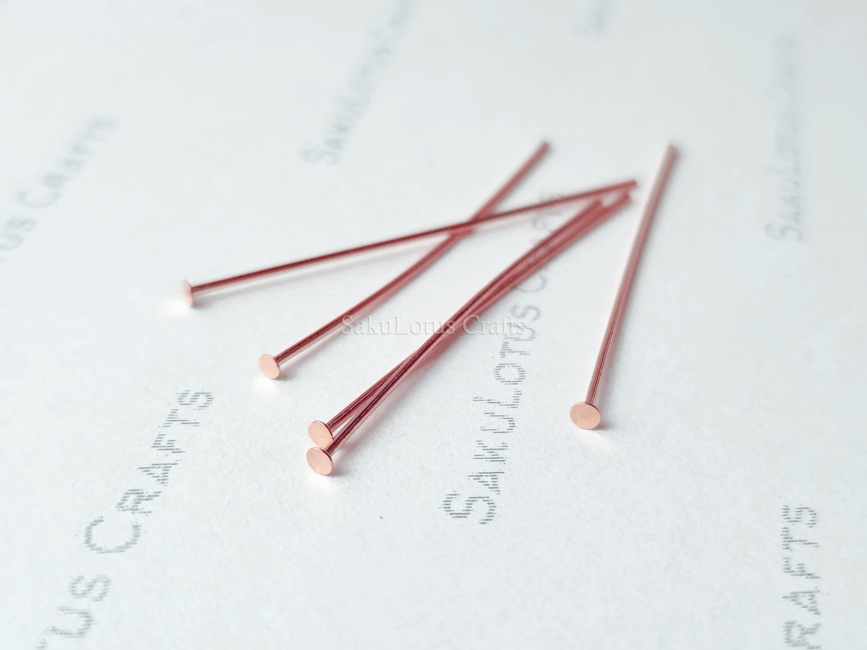 29mm Rose Gold Plated 925 Sterling Silver Flat T Head Pins • 21ga • Jewelry Making Supplies
